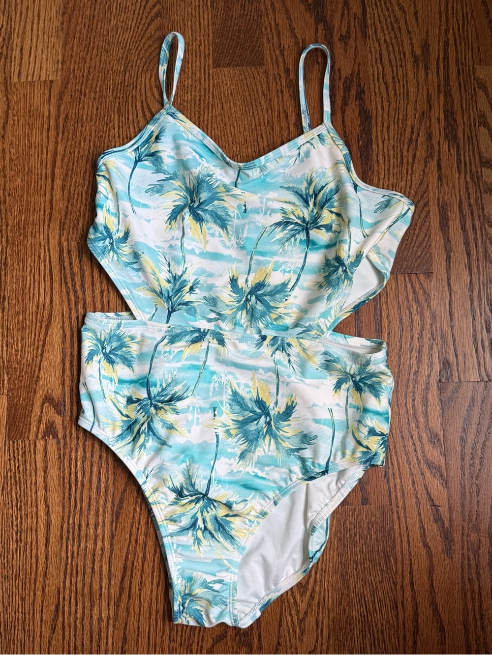 Old Navy Palm-Print One-Piece Swimsuit - Aqua & Yellow